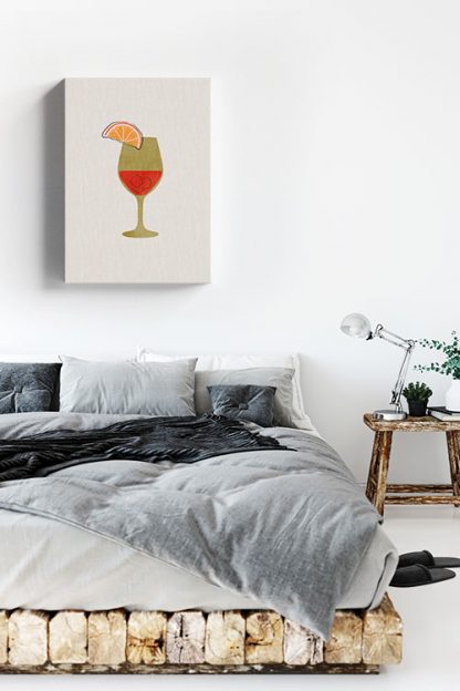 Wine glass and texture Canvas in interior