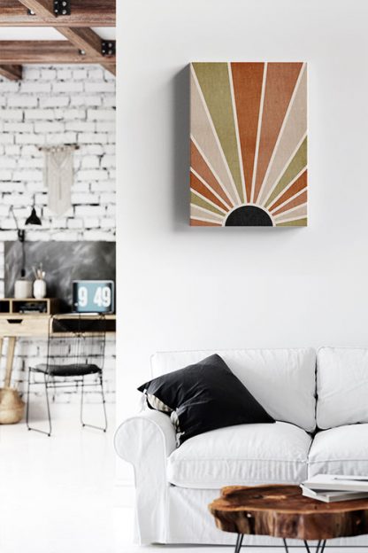 Boho sun canvas in interior