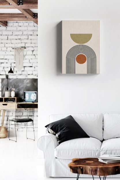 Boho shape and lines patterns canvas in interior