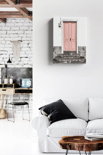 Pink door canvas in interior