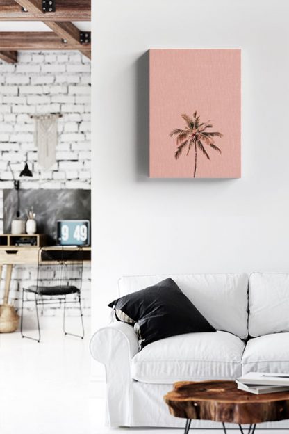 Palm tree pink background canvas in interior