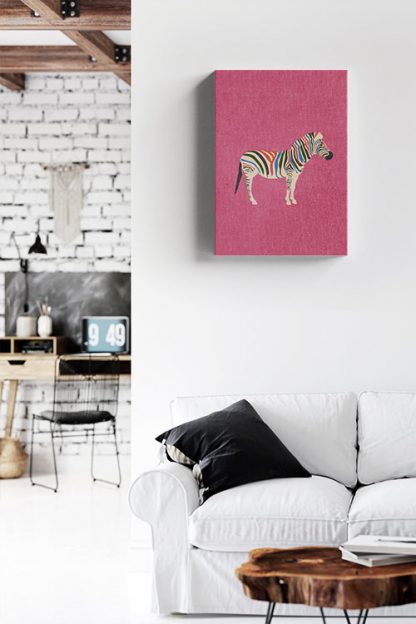 Multi colored zebra canvas in interior