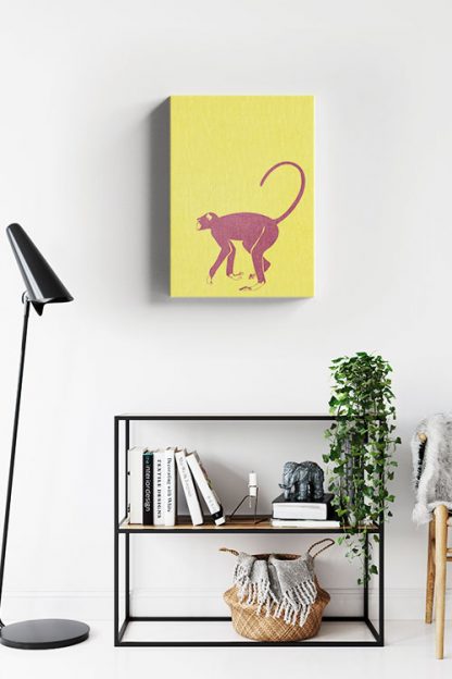 Monkey stencil canvas in interior