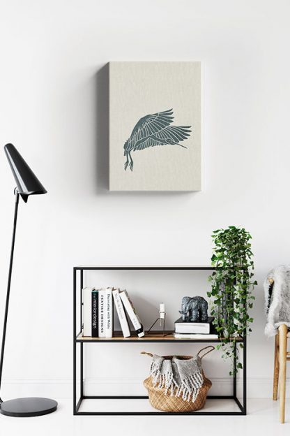 Green flamingo canvas in interior