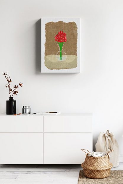 Rose in a Glass Vase Canvas in interior