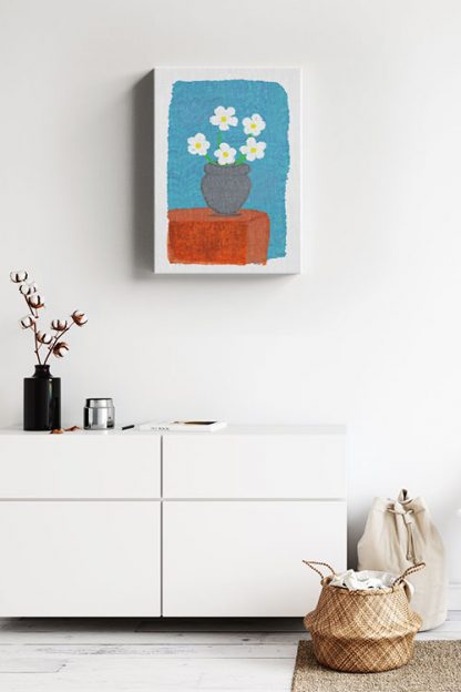 White Flower Vase Canvas in interior