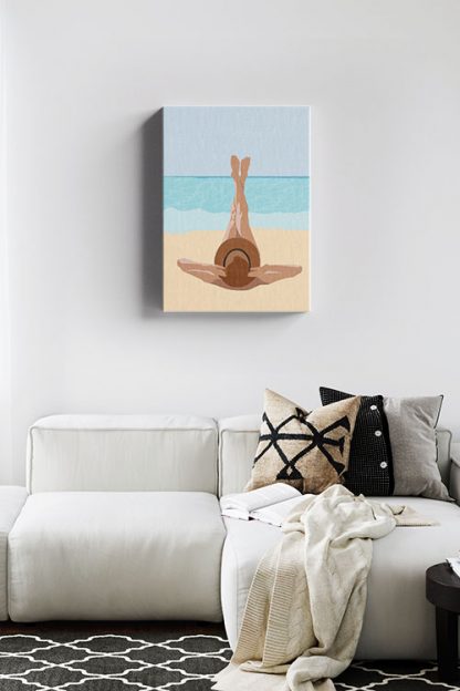 Sunbathe in beach blue water Canvas in interior