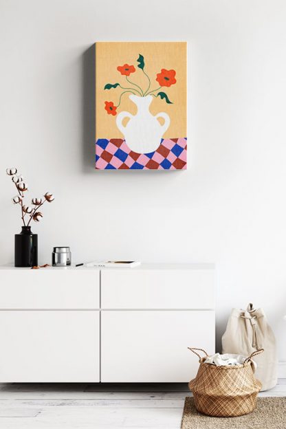 Artsy Flower Vase and Pattern No1 Canvas in interior