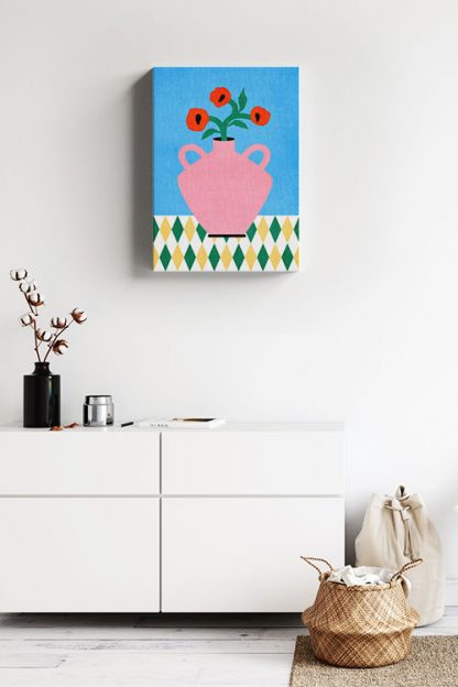 Artsy Flower Vase and Pattern No2 Canvas in interior