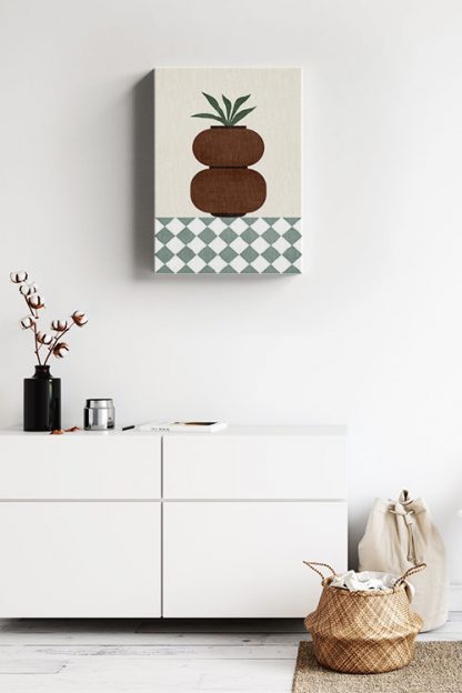 Artsy Flower Vase and Pattern No3 Canvas in interior