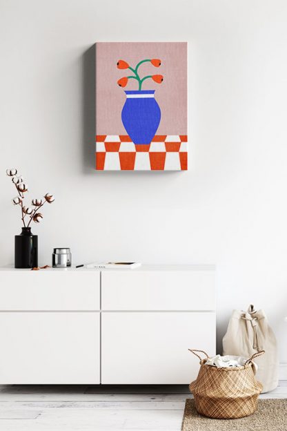 Artsy Flower Vase and Pattern No5 Canvas in interior