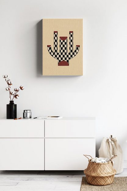 Vase tube and checkered pattern No1 Canvas in interior