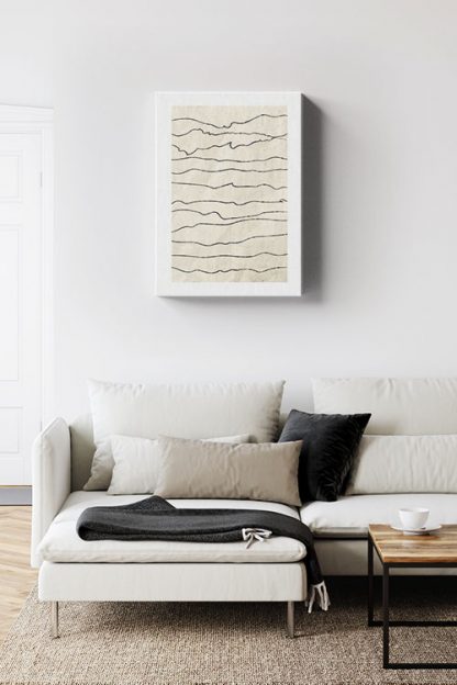 Black and beige art canvas in interior