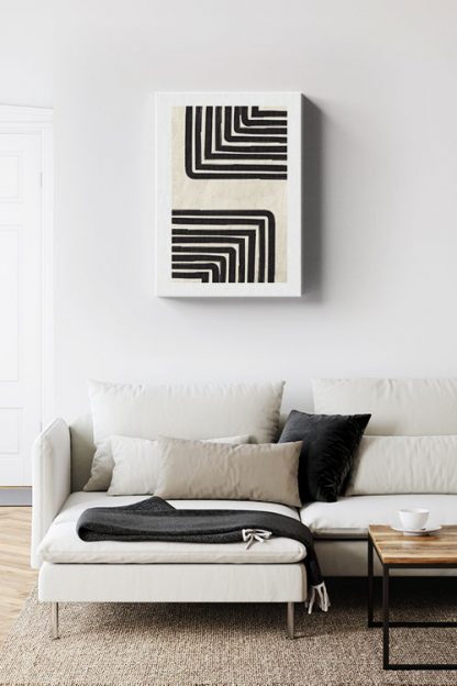 Black and beige art 4 canvas in interior