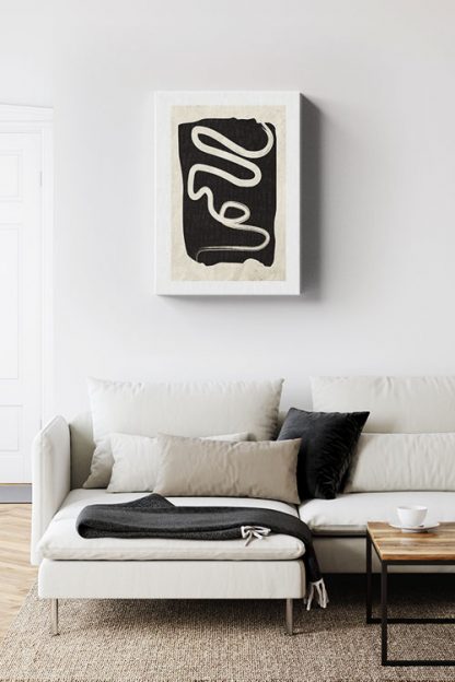 Black and beige art 5 canvas in interior