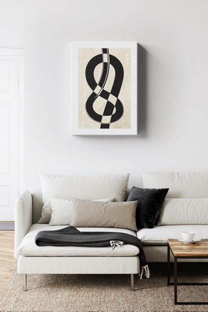 Black and beige art 6 canvas in interior