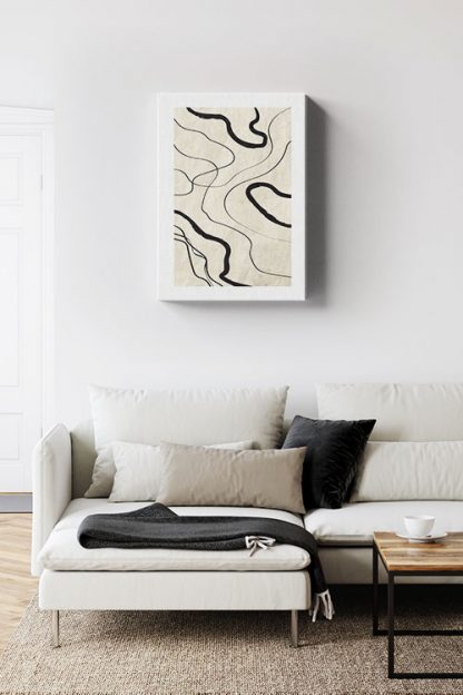 Black and beige art 7 canvas in interior