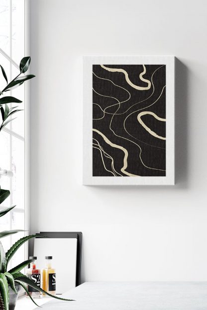 Black and beige art 14 canvas in interior