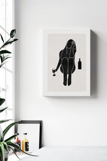 Emotional lady canvas in interior