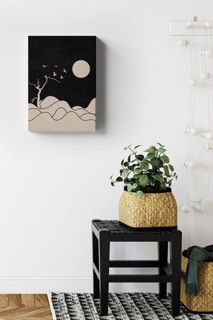 Birds of the night canvas in interior