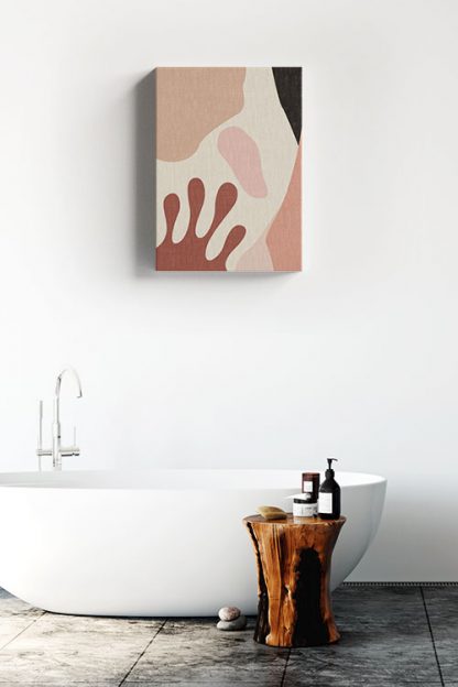 Shade of pink art shapes No1 canvas in interior