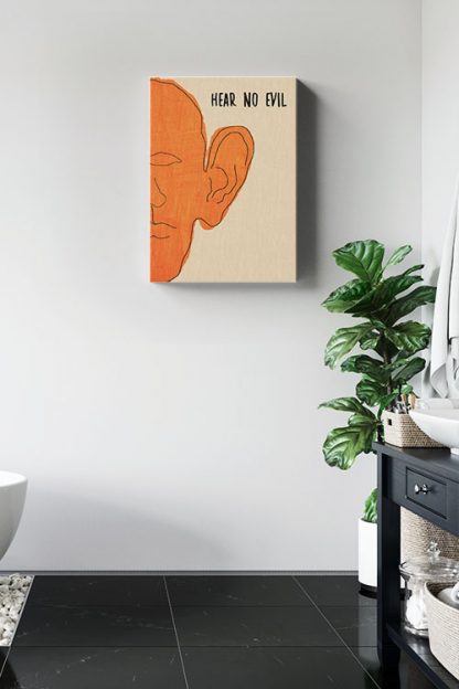 Hear no evil canvas in interior