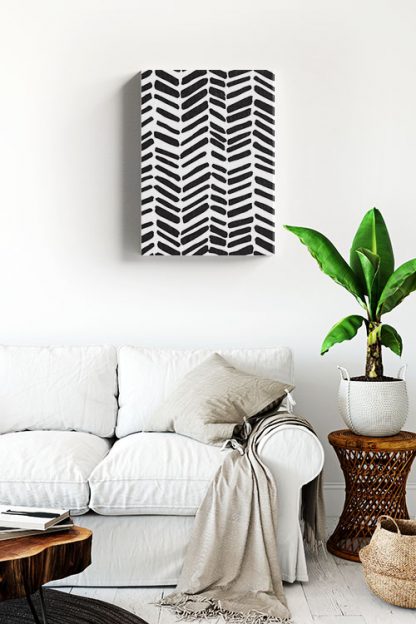 Black and white stroke pattern Canvas in interior