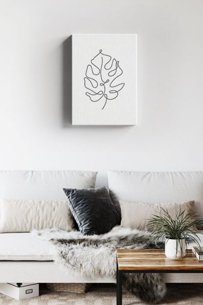 Leaf Line art minimalist Canvas in interior