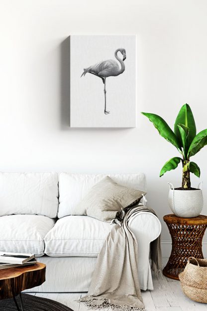 B&W Flamingo Canvas in interior