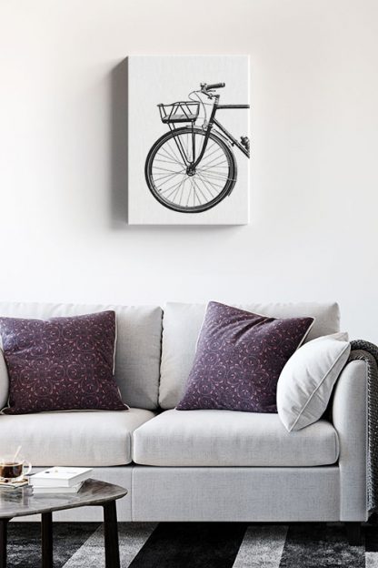 B&W vintage bike canvas in interior