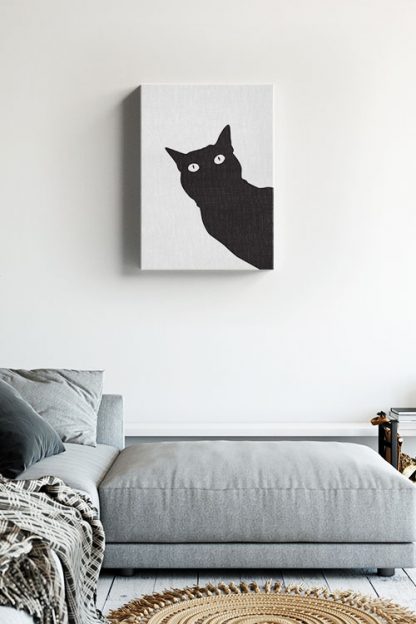 Black stencil cat canvas in interior