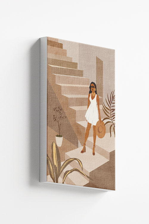 Lady in stairs Canvas