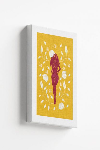 Lady on botanical pattern 2 canvas