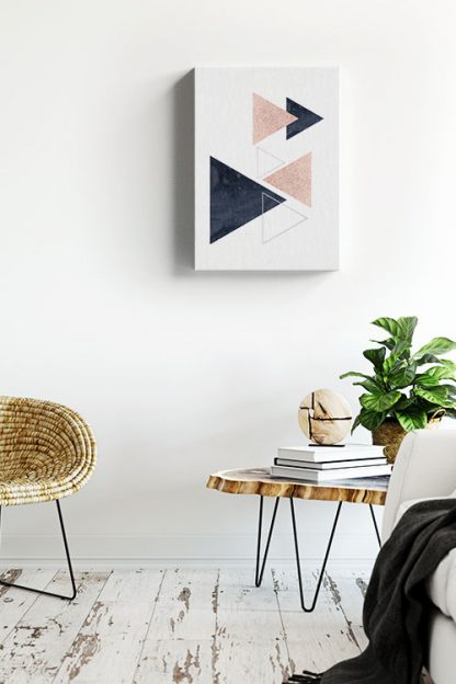 Geometric art triangles and lines with texture canvas in Interior