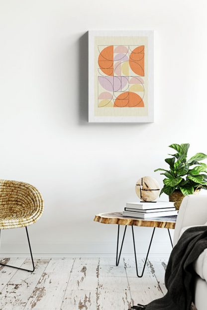 Orange tone half circle and outline canvas in Interior