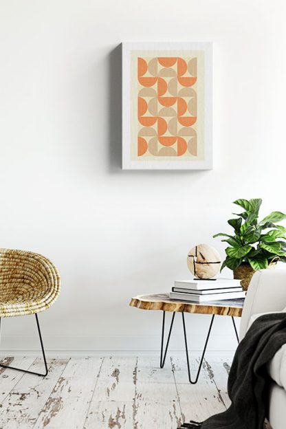 Orange tone half circle canvas in Interior