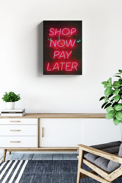 Neon shop now pay later Canvas interior