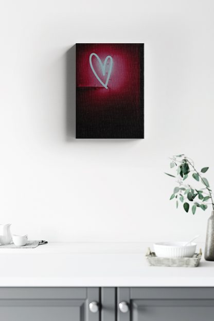 Neon pink hearth Canvas in interior