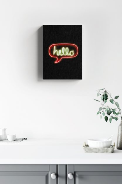 Neon hello sign Canvas in interior