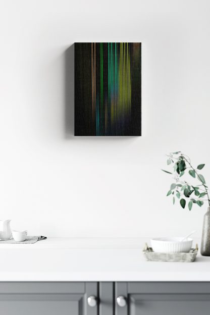 Neon vertical shade green color Canvas in interior