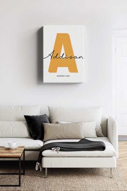 Stylized Your Name Canvas in interior