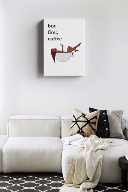 Coffee lady in a cup Canvas