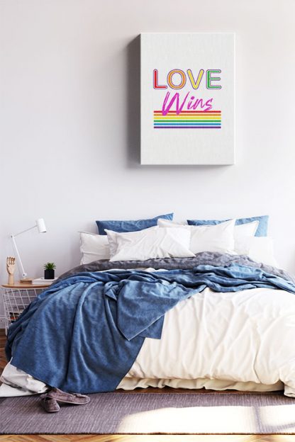 Love wins lines Canvas in interior