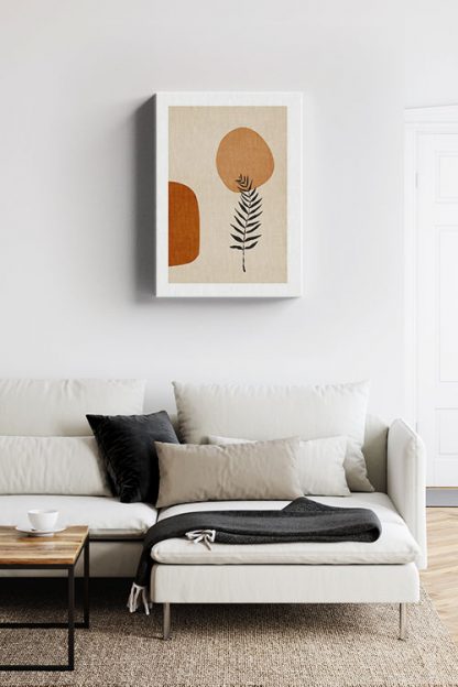 Botanical boho art and shapes canvas in Interior