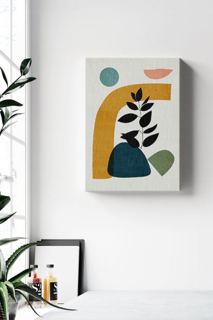 Leaf and abstract shape No1 canvas in Interior