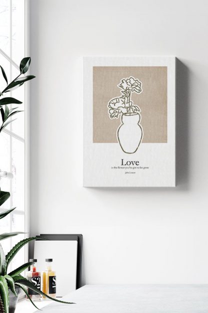 Love flower vase canvas in interior