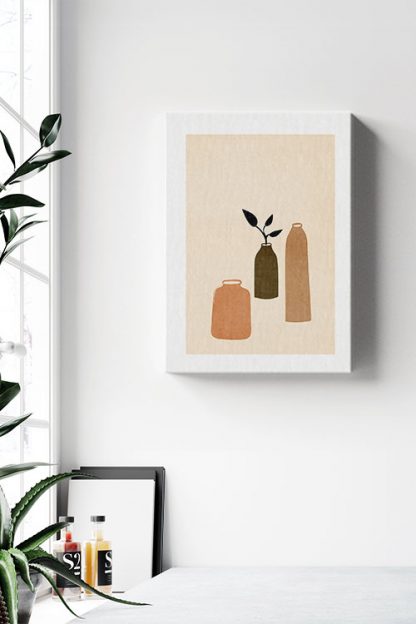 Grunge texture 3 bottle vase canvas in interior