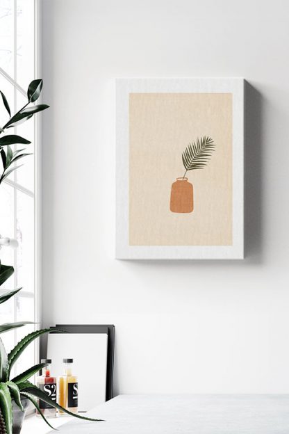 Grunge texture plant on bottle vase canvas in interior