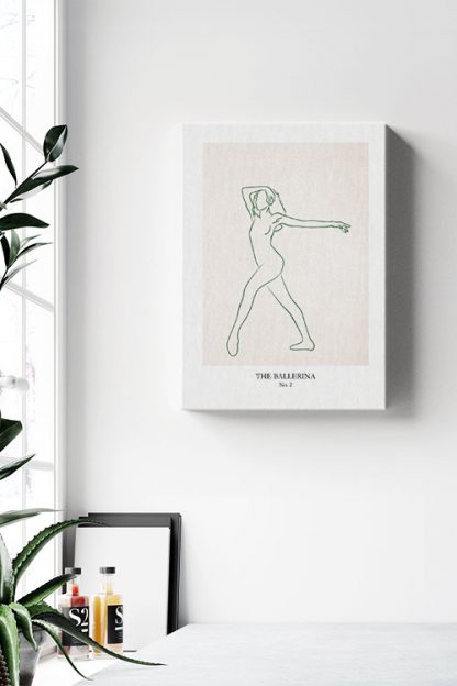 Ballerina line art 2 canvas in interior