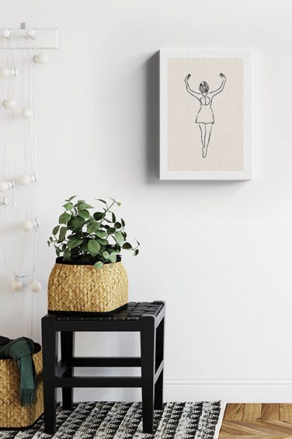 Ballerina line art 3 canvas in interior